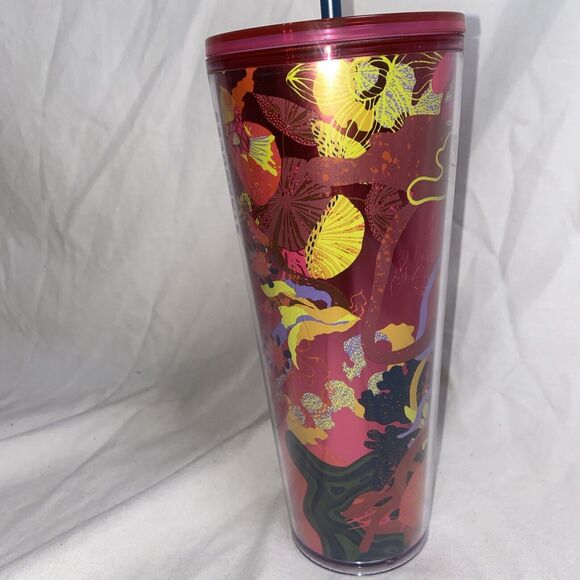 Starbucks Fall 2023 Ocean Forest Tumbler Jellyfish 24 oz Venti Mom Pink New - Picture 3 of 6